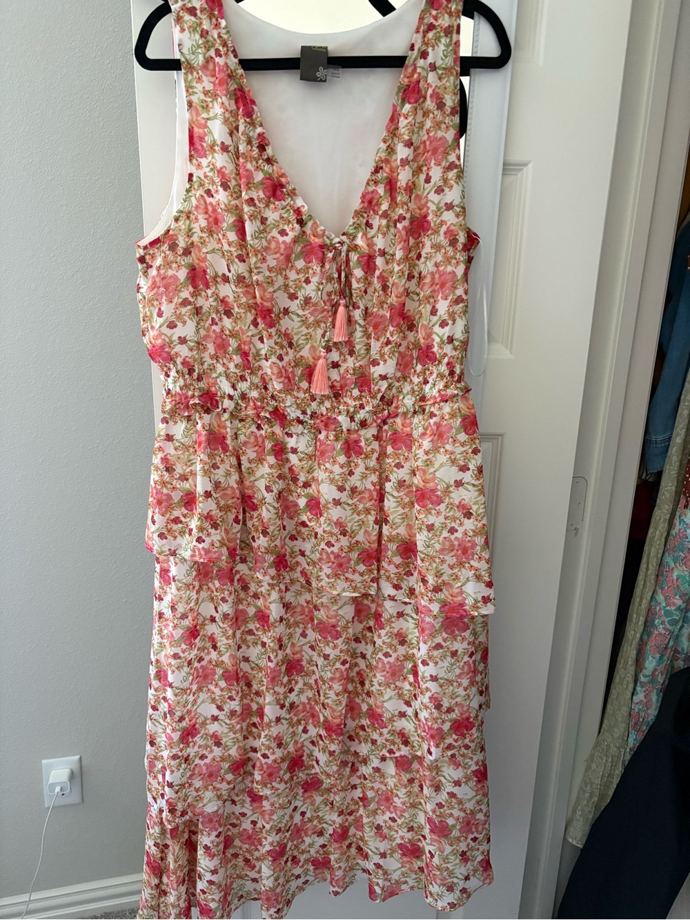 Taylor Stitch Pink Floral Tie-Front Maxi Dress